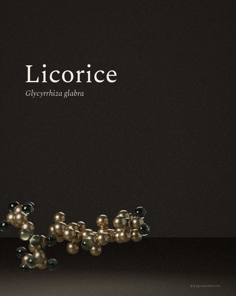 Licorice — Glycyrrhiza glabra, rendered from its real molecular structure