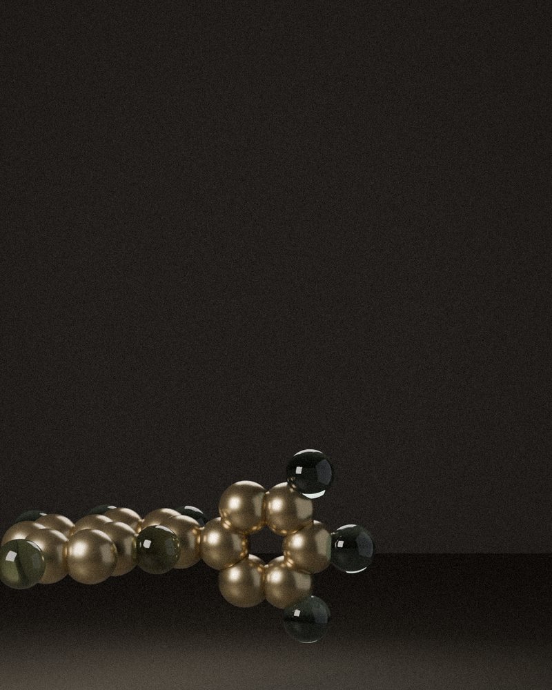 Albizia — Albizia julibrissin, rendered from its real molecular structure